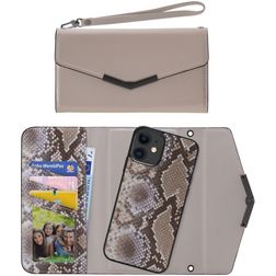 Mobilize Elegant Magnet iPhone 11 Détachable 2in1 Pochette - Beige Snake