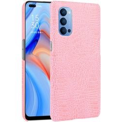 Mobigear Croco Coque OPPO Reno 4 Coque arrière Rigide - Rose