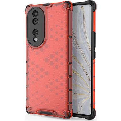 Mobigear Honeycomb Coque HONOR 70 Coque arrière Rigide Anti-Chocs - Rouge