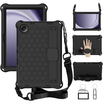 Mobigear HexStrap Coque Samsung Galaxy Tab A9 Plus (2023) Coque arrière en EVA + Bandoulière - Noir