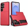 Mobigear Card Coque Samsung Galaxy S26 Ultra Coque arrière Rigide Anti-Chocs avec Porte-Cartes - Rouge