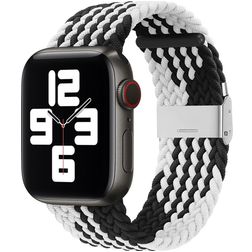 Mobigear Braided Bracelet Nylon Apple Watch Fermeture à pince - 49/46/45/44 mm - Noir / Blanc