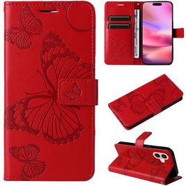 Mobigear Butterfly Housse iPhone 16 Etui Porte-Monnaie - Rouge