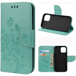 Mobigear Flowers Housse iPhone 12 Etui Porte-Monnaie - Turquoise