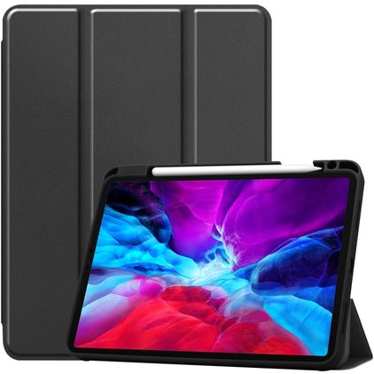 Mobigear Tri-Fold Gel Coque iPad Pro 12.9 Pouces (2020) Etui en TPU,Similicuir + Porte-crayon - Noir