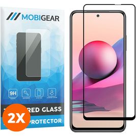 Mobigear Premium Xiaomi Redmi Note 10 4G Verre trempé Protection d'écran - Compatible Coque - Noir (Lot de 2)