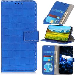 Mobigear Croco Housse Samsung Galaxy A52 Etui Porte-Monnaie - Bleu