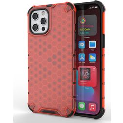 Mobigear Honeycomb Coque iPhone 13 Pro Max Coque arrière Rigide Anti-Chocs - Rouge