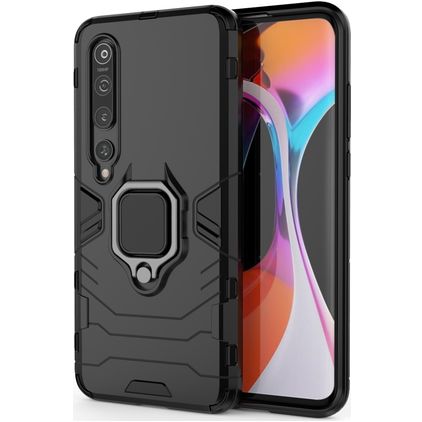 Mobigear Armor Ring Xiaomi Mi 10 Plastique rigide Coque arrière Antichoc avec bague de maintien - Noir
