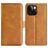 Mobigear Slim Magnet Housse iPhone 15 Plus Etui Porte-Monnaie - Cognac