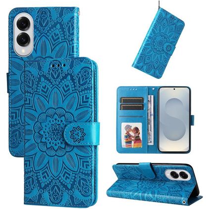 Mobigear Sunflower Housse Samsung Galaxy S25 Edge Etui Porte-Monnaie - Bleu
