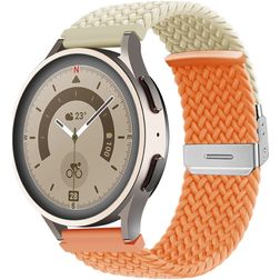 Mobigear Braided Dual Bracelet Nylon Smartwatch Fermeture à pince - Connexion universelle de 22 mm - Orange / Lumière stellaire