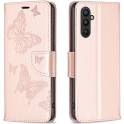 Mobigear Butterfly Housse Samsung Galaxy A24 Etui Porte-Monnaie - Rose doré