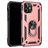 Mobigear Armor Ring Coque iPhone 12 Coque arrière Rigide Anti-Chocs avec Anneau-Support - Rose doré