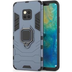 Mobigear Armor Ring Huawei Mate 20 Pro Plastique rigide Coque arrière Antichoc avec bague de maintien - Bleu marine