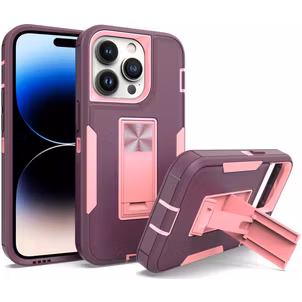 Mobigear Heavy Armor Stand Coque iPhone 14 Pro Max Coque arrière Rigide Anti-Chocs avec Support Amovible - Violet