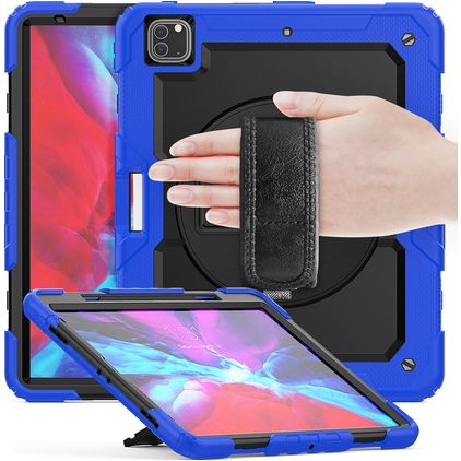 Mobigear SureGrip Xtreme Coque iPad Air 13 Pouces (2025) Coque arrière en Plastique rigide,Silicone + Porte-crayon + Bandoulière + Support Amovible - Dark Blue