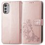 Mobigear Clover Housse Motorola Moto E32s Etui Porte-Monnaie - Rose doré