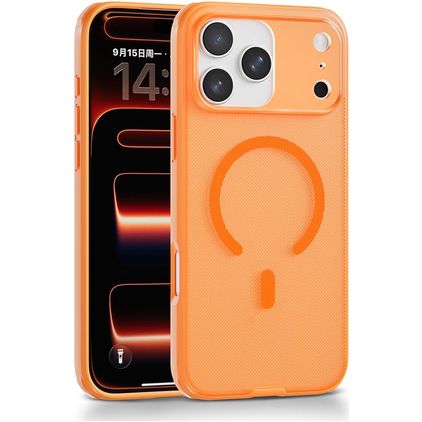 Mobigear Shockproof Grip Coque iPhone 17 Pro MagSafe Coque arrière Rigide - Orange