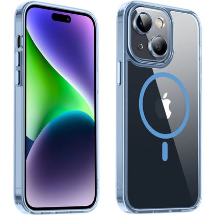 Valenta Trend Coque iPhone 15 Plus MagSafe Coque arrière Rigide - Transparent / Bleu