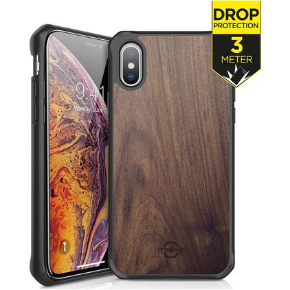 ITSKINS HybridFusion iPhone XS Max Plastique rigide Coque arrière Antichoc - Dark Wood