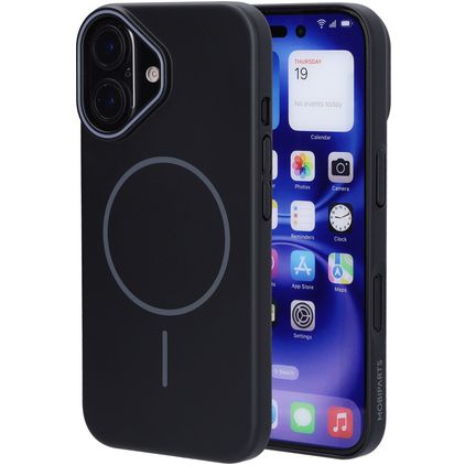 Mobiparts Slim Line iPhone 16 MagSafe Plastique rigide Coque arrière - Onyx Black