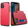 Mobigear Card Coque iPhone 12 Mini Coque arrière Rigide Anti-Chocs avec Porte-Cartes - Rouge
