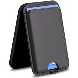 Mobigear Wallet Stand - Porte Cartes en - 3 Cartes - Compatible MagSafe - Noir