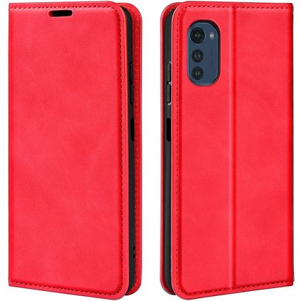Mobigear Retro Slim Housse Motorola Moto E32s Etui Porte-Monnaie - Rouge