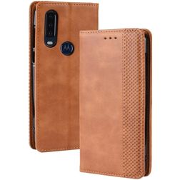 Mobigear Sensation Housse Motorola One Action Etui Porte-Monnaie - Cognac