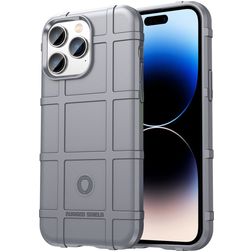 Mobigear Rugged Shield Coque iPhone 14 Pro Max Coque arrière en TPU Souple Anti-Chocs - Gris