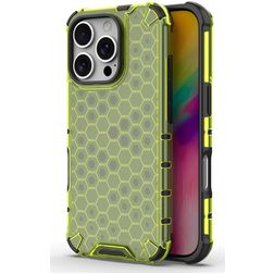 Mobigear Honeycomb Coque iPhone 16 Pro Coque arrière Rigide Anti-Chocs - Vert