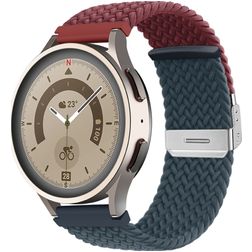 Mobigear Braided Dual Bracelet Nylon Smartwatch Fermeture à pince - Connexion universelle de 20 mm - Bleu / Rouge