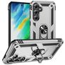 Mobigear Armor ring Coque Samsung Galaxy S24 FE Coque arrière Rigide Anti-Chocs avec Anneau-Support - Argent