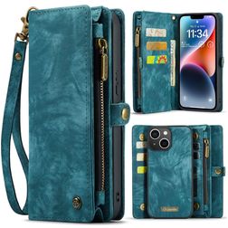 Caseme 008 Housse iPhone 14 Etui avec Coque Détachable Porte-Monnaie - Bleu