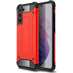 Mobigear Outdoor Coque Samsung Galaxy S21 FE Coque arrière Rigide Anti-Chocs - Rouge