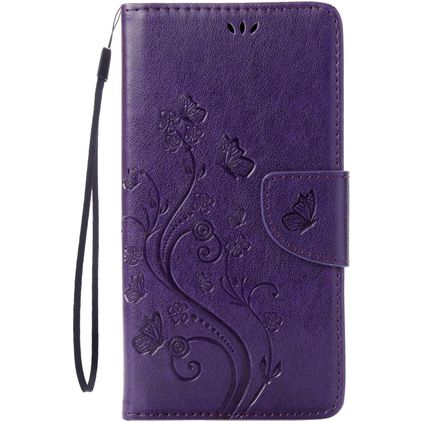 Mobigear Flowers Housse iPhone 7 Etui Porte-Monnaie - Violet