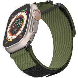 Mobigear Outdoor Bracelet Nylon pour Apple Watch Fermeture velcro - 42/41/40/38 mm - Vert armée
