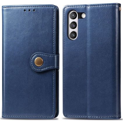 Mobigear Snap Button Housse Samsung Galaxy S21 FE Etui Porte-Monnaie - Bleu