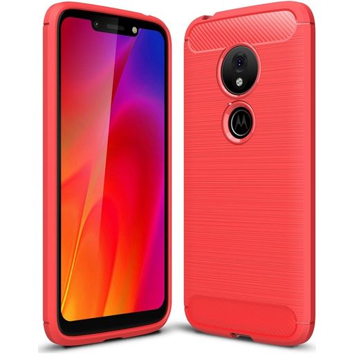 Mobigear Brushed Slim Coque Motorola Moto G7 Play Coque arrière en TPU Souple - Rouge