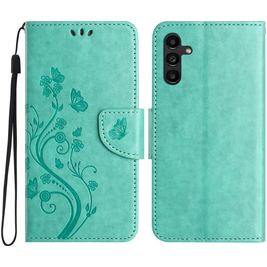 Mobigear Flowers Housse Samsung Galaxy A56 Etui Porte-Monnaie - Vert