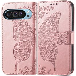 Mobigear Butterfly Housse Google Pixel 9 Etui Porte-Monnaie - Rose doré