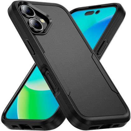 Mobigear Heavy Armor Coque iPhone 16 Coque arrière Rigide Anti-Chocs - Noir