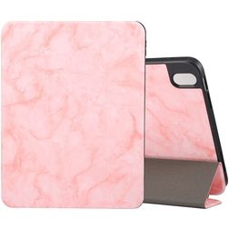 Mobigear Tri-Fold Marble Coque iPad 11 (2025) Etui + Porte-crayon - Rose