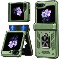 Mobigear Armor ring Coque Samsung Galaxy Z Flip 7 FE Coque arrière Rigide Anti-Chocs avec Anneau-Support - Vert