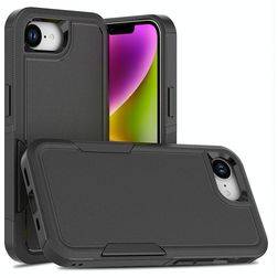 Mobigear Heavy Armor Coque iPhone 16e Coque arrière Rigide Anti-Chocs - Noir