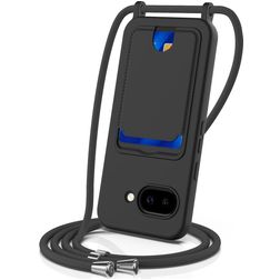 Mobigear Lanyard Card Google Pixel 10a Coque avec cordon en Silicone et Porte-Cartes - Noir