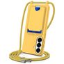 Mobigear Lanyard Card Samsung Galaxy S26 Plus Coque avec cordon en Silicone et Porte-Cartes - Jaune