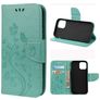 Mobigear Flowers Housse iPhone 12 Mini Etui Porte-Monnaie - Turquoise