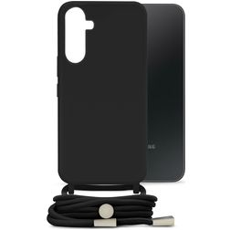 Mobilize Lanyard Gelly Samsung Galaxy A34 Coque avec cordon en TPU Souple - Noir